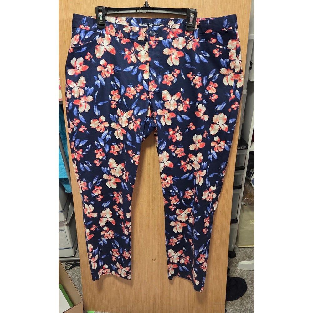 Khakis by Gap Size 18R Ladies Slim City Floral Print Pant Plus High Rise Trouser